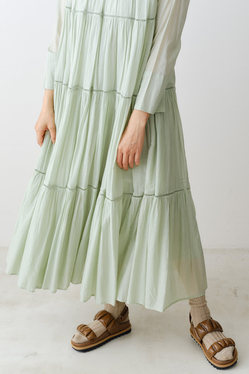 美品✨ヌキテパ　コットンティアードマキシドレス　ワンピース　ミント ne Quittez pas(ヌキテパ)｜COTTON VOILE ティアード マキシ