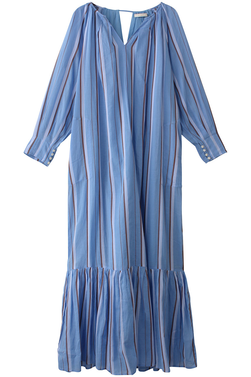 ne Quittez pas COTTON VOILE ストライプ ギャザーネックドレス (ブルー, M) ヌキテパ ELLE SHOP ne Quittez pas COTTON VOILE ストライプ ギャザーネックドレス (ブルー, M) ヌキテパ ELLE SHOP