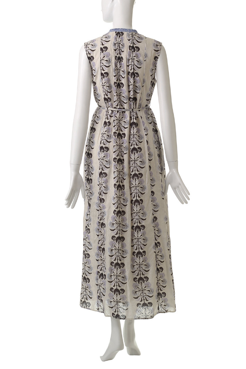 ne Quittez pas ヌキテパ　ノースリーブマキシドレス Cotton Poplin Stripe Foil Print Sleeveless Dress | Pasand by