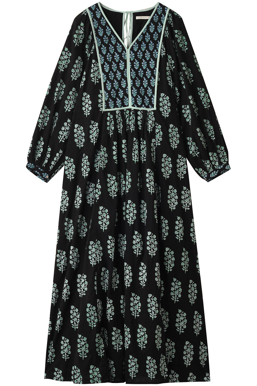 ne Quittez pas COTTON VOILE エスニック コンビネーション プリント ギャザー ドレス (ブラック, M) ヌキテパ ELLE SHOP ne Quittez pas COTTON VOILE エスニック コンビネーション プリント ギャザー ドレス (ブラック, M) ヌキテパ ELLE SHOP