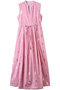 COTTON POPLIN STRIPE ホイル プリント ノースリーブ ドレス ヌキテパ/ne Quittez pas ピンク