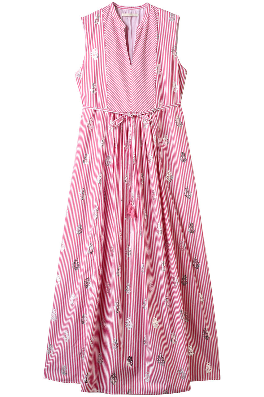 ne Quittez pas COTTON POPLIN STRIPE ホイル プリント ノースリーブ ドレス (ピンク, M) ヌキテパ ELLE SHOP ne Quittez pas COTTON POPLIN STRIPE ホイル プリント ノースリーブ ドレス (ピンク, M) ヌキテパ ELLE SHOP