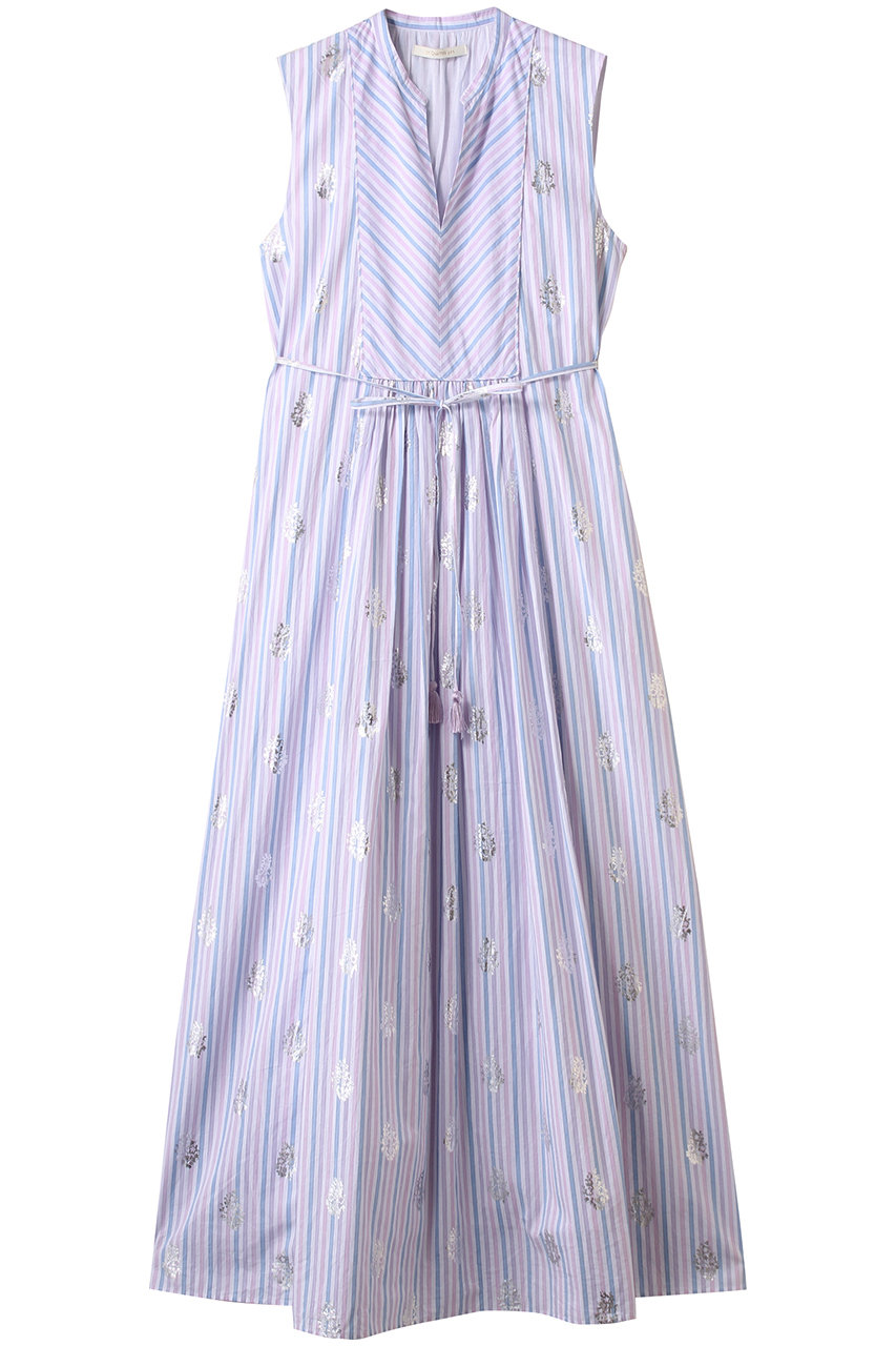 ne Quittez pas COTTON POPLIN STRIPE ホイル プリント ノースリーブ ドレス (ライラック, M) ヌキテパ ELLE SHOP ne Quittez pas COTTON POPLIN STRIPE ホイル プリント ノースリーブ ドレス (ライラック, M) ヌキテパ ELLE SHOP