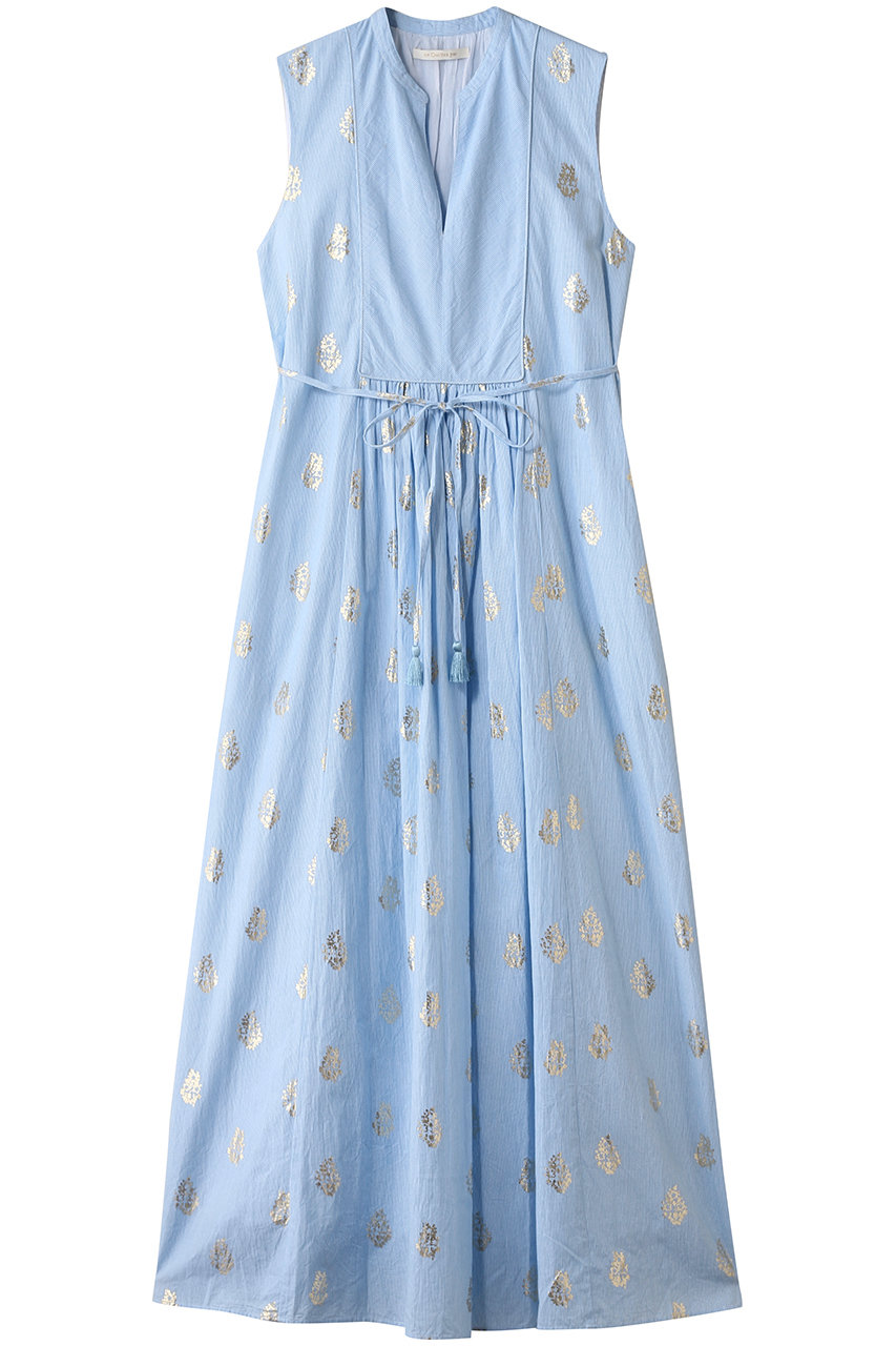 ne Quittez pas COTTON POPLIN STRIPE ホイル プリント ノースリーブ ドレス (ライトブルー, M) ヌキテパ ELLE SHOP ne Quittez pas COTTON POPLIN STRIPE ホイル プリント ノースリーブ ドレス (ライトブルー, M) ヌキテパ ELLE SHOP