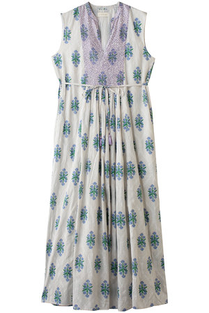 ヌキテパ/ne Quittez pasのCotton Jacquard Iberis print Embroideryノースリーブドレス
