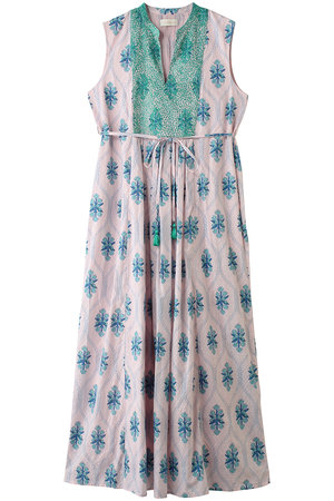 ヌキテパ/ne Quittez pasのCotton Jacquard Iberis print Embroideryノースリーブドレス