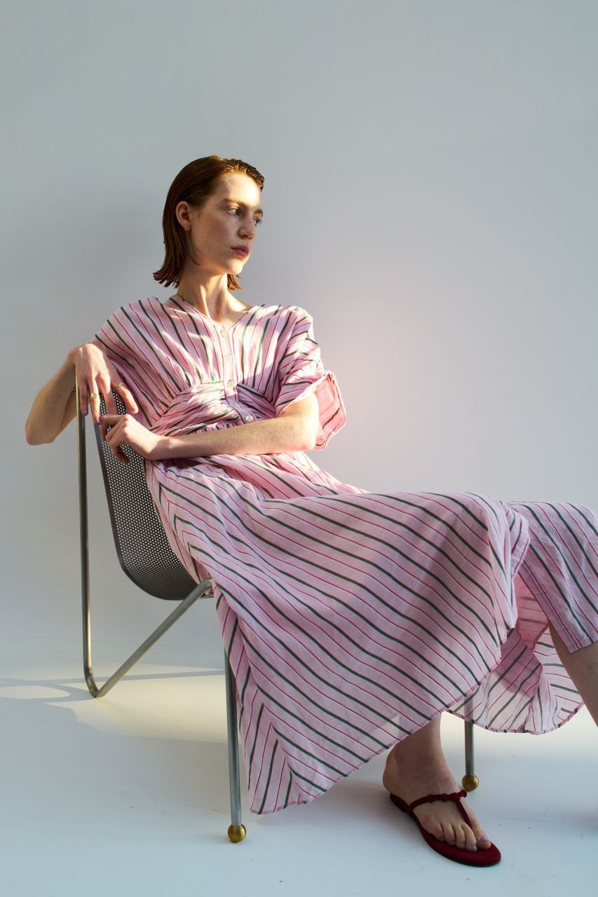 ne Quittez pas(ヌキテパ)｜Cotton Voile Stripe ウエスト ギャザー
