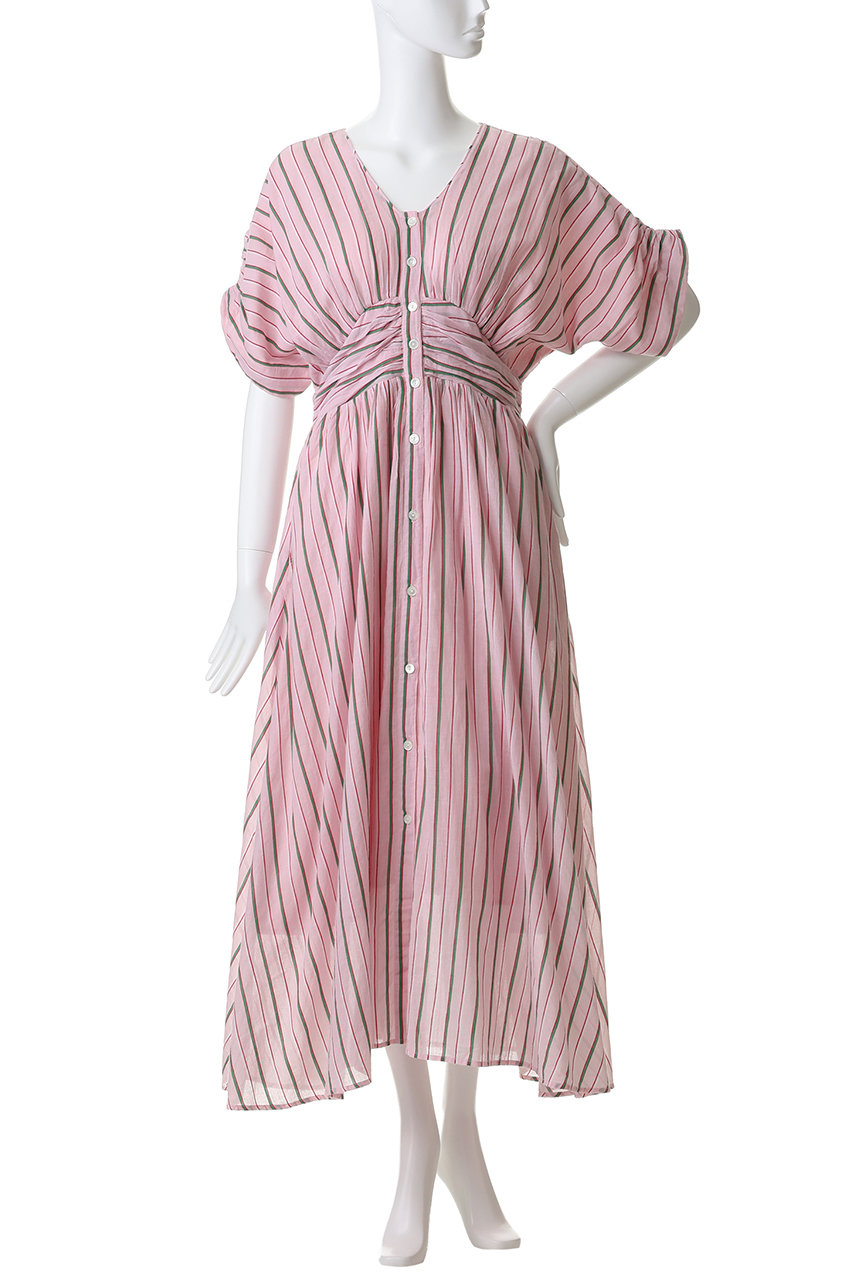 ne Quittez pas(ヌキテパ)｜Cotton Voile Stripe ウエスト ギャザー
