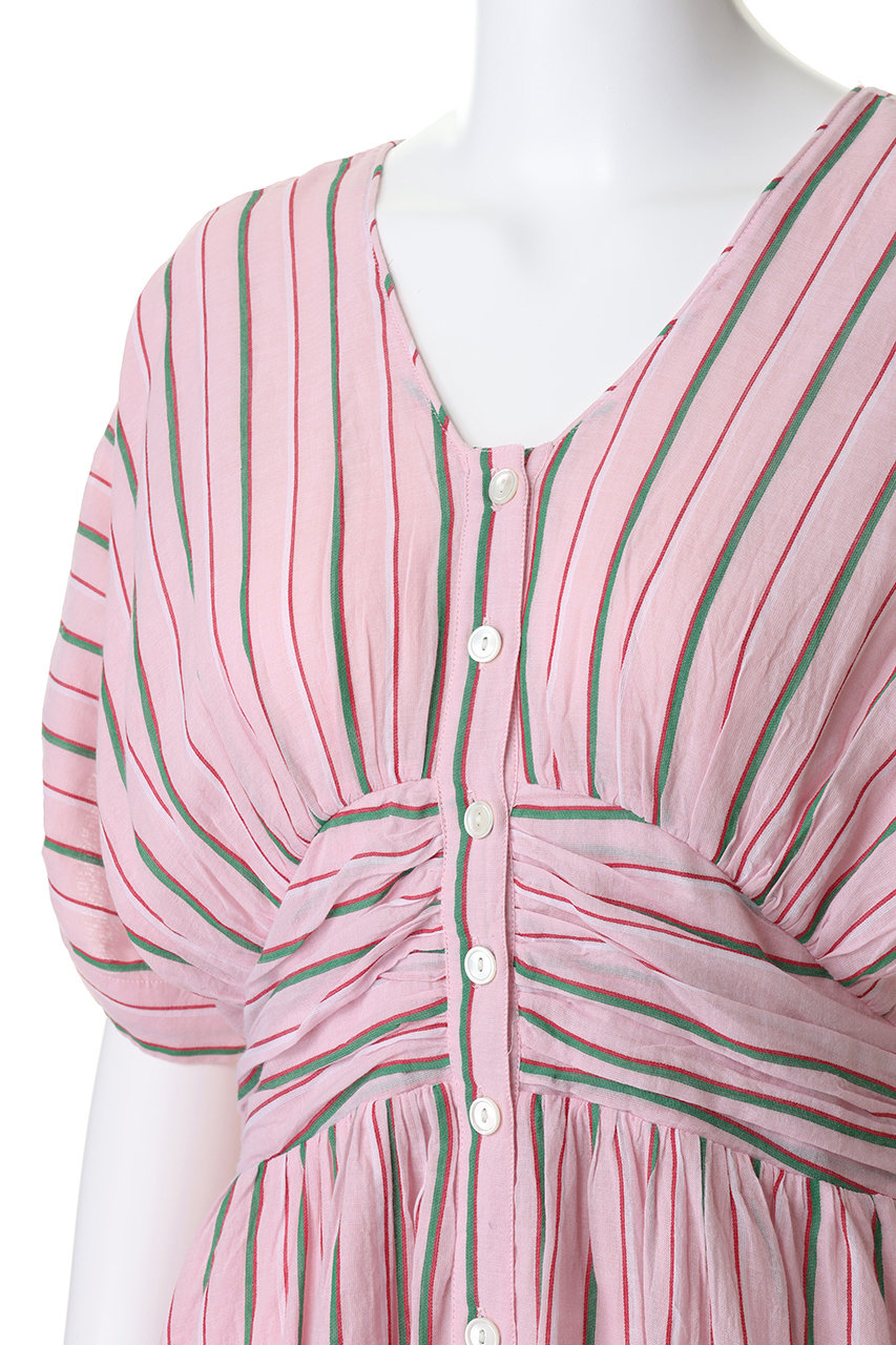 ne Quittez pas(ヌキテパ)｜Cotton Voile Stripe ウエスト ギャザー