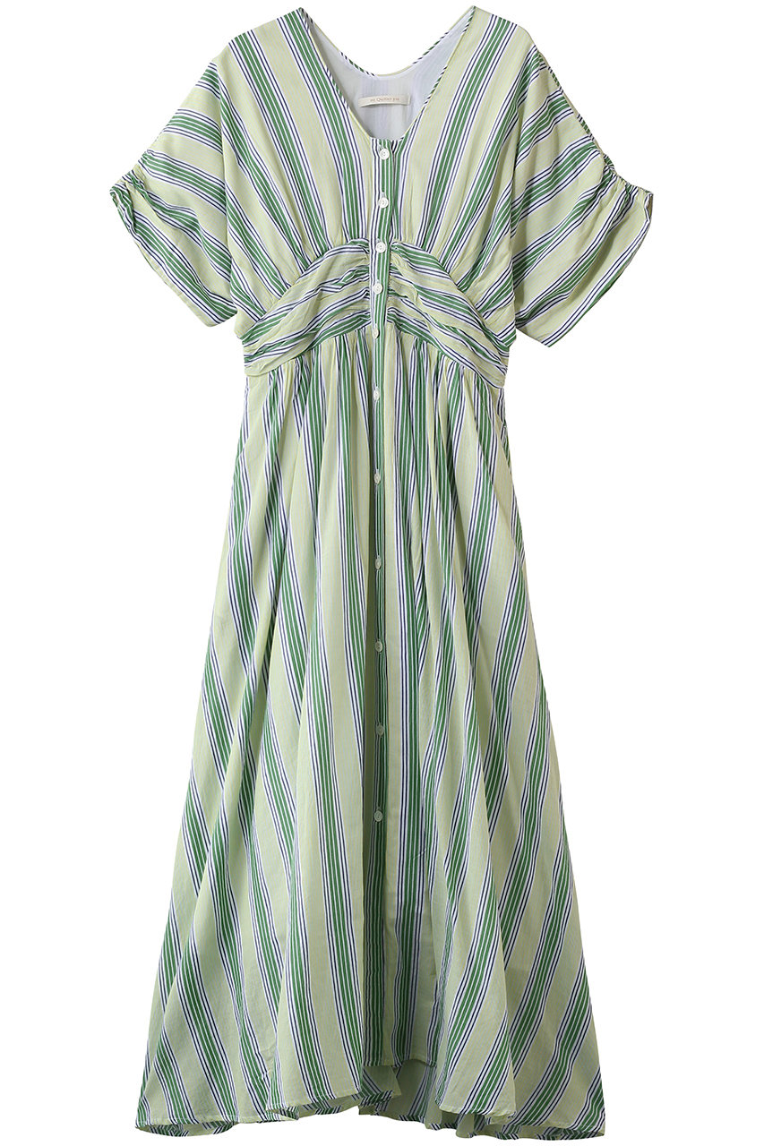 ヌキテパ/ne Quittez pasのCotton Voile Stripe ウエスト ギャザードレス(ライトグリーン/010461WN1)