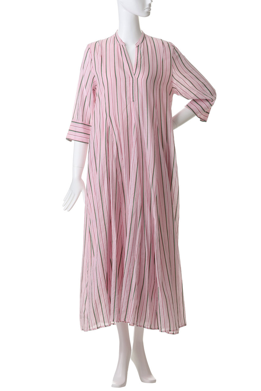 ne Quittez pas(ヌキテパ)｜Cotton Voile Stripe パネルドレス/ピンク