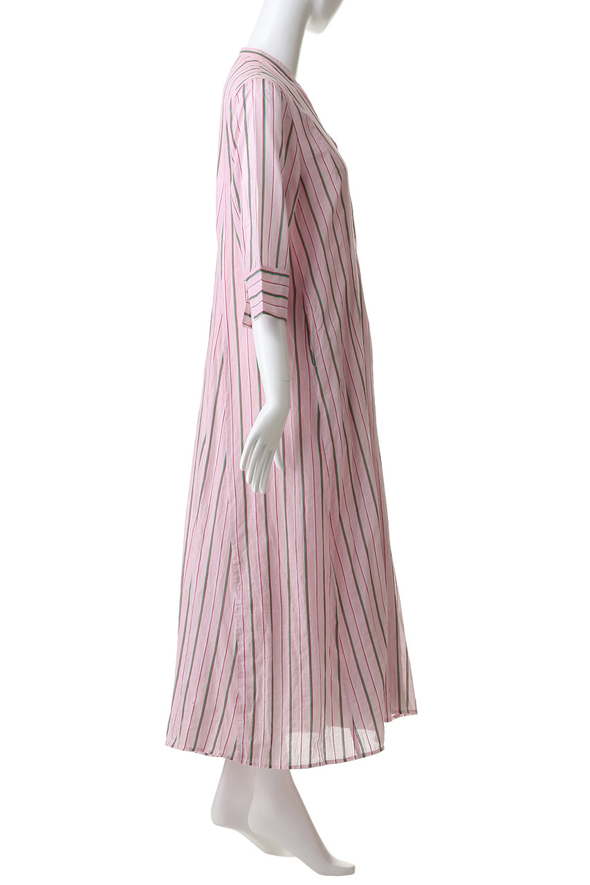 ne Quittez pas(ヌキテパ)｜Cotton Voile Stripe パネルドレス/ピンク