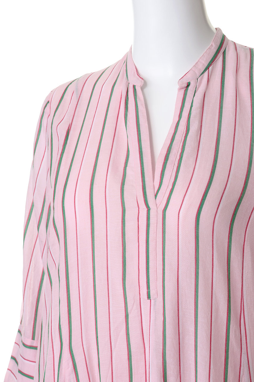 ne Quittez pas(ヌキテパ)｜Cotton Voile Stripe パネルドレス/ピンク
