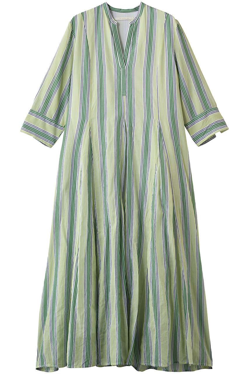 ヌキテパ/ne Quittez pasのCotton Voile Stripe パネルドレス(ライトグリーン/010461WN4)