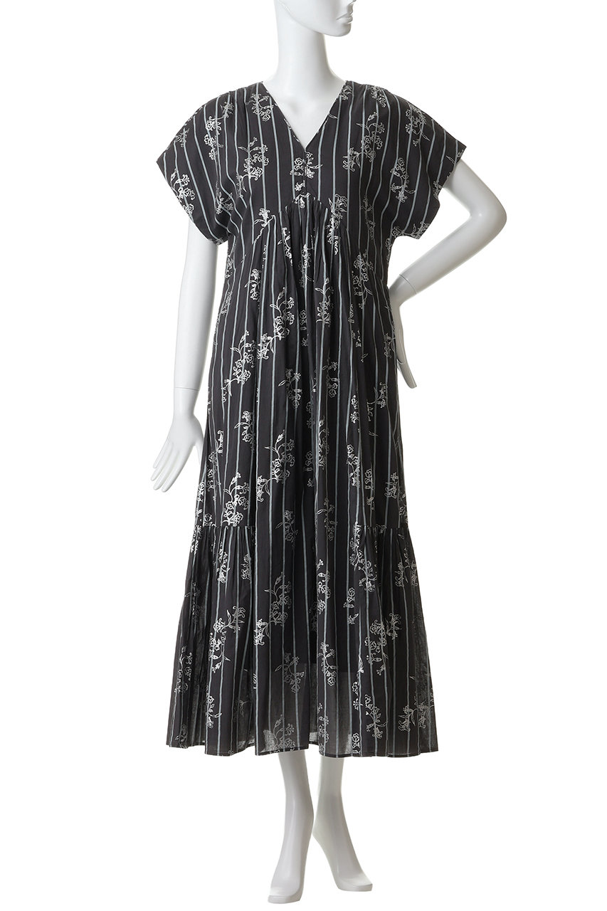 ne Quittez pas(ヌキテパ)｜Cotton Voile Stripe Anemone Foil Print