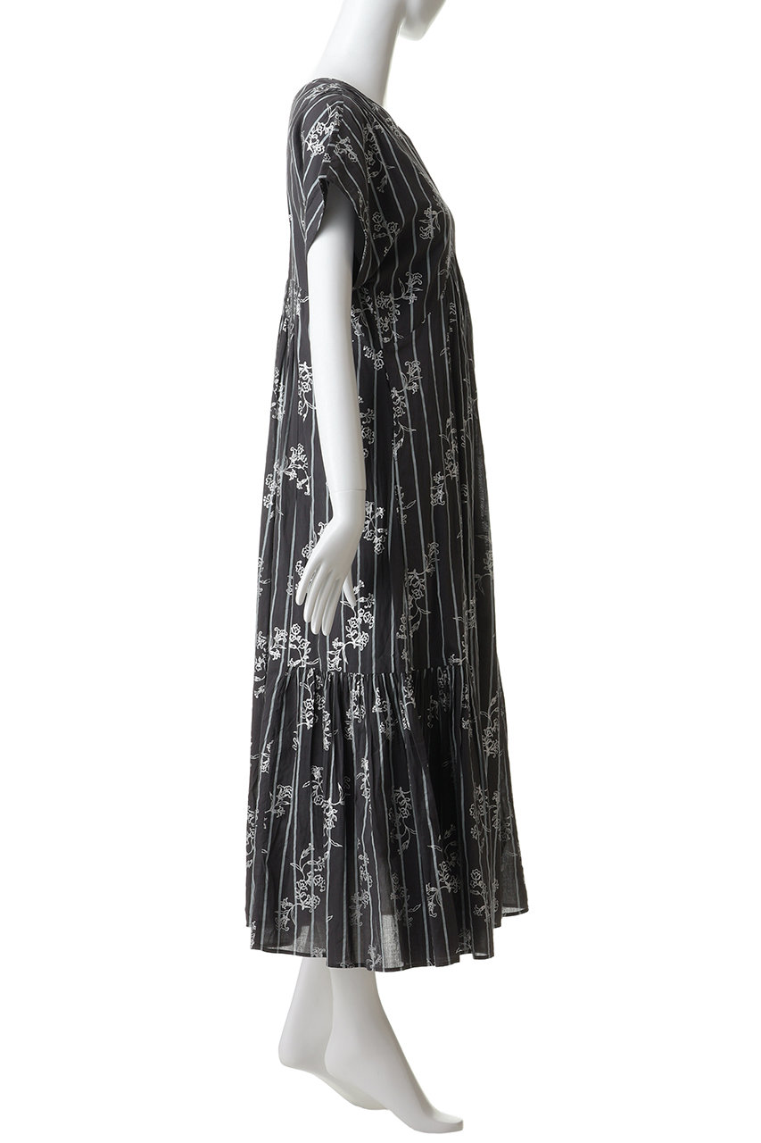 ne Quittez pas(ヌキテパ)｜Cotton Voile Stripe Anemone Foil Print