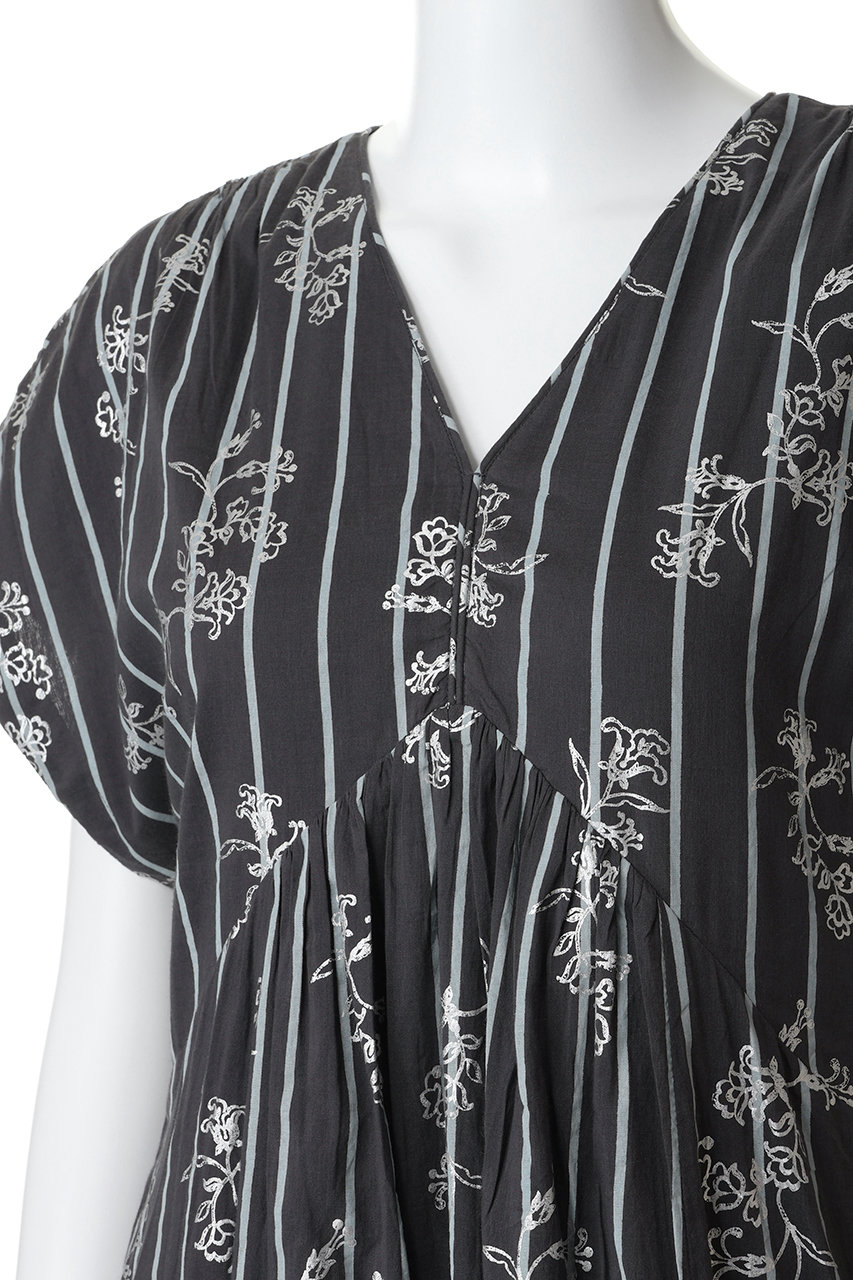 ne Quittez pas(ヌキテパ)｜Cotton Voile Stripe Anemone Foil Print