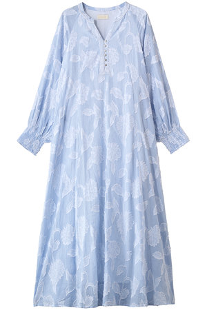 ヌキテパ/ne Quittez pasのCotton Stripe Flower Jacquard フレアワンピース