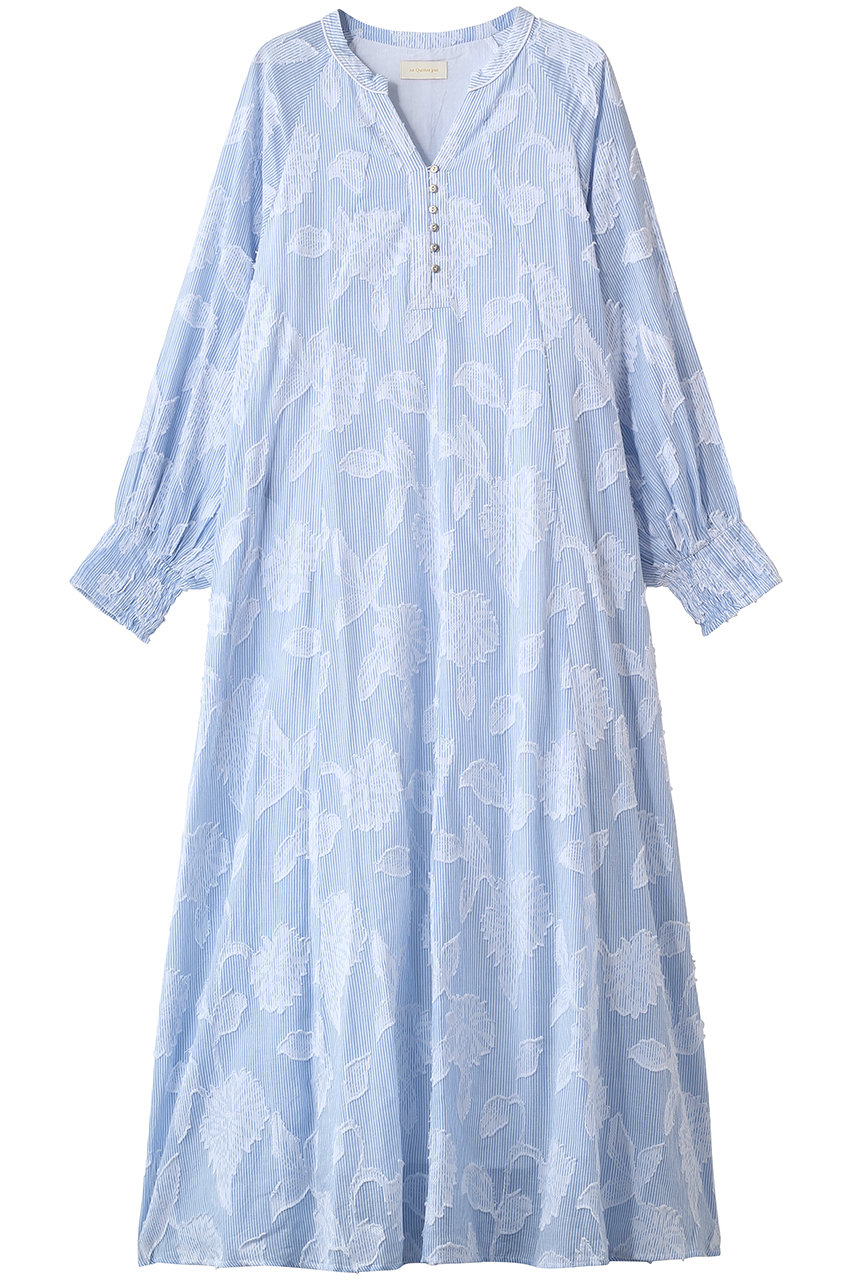 ヌキテパ/ne Quittez pasのCotton Stripe Flower Jacquard フレアワンピース(ブルー/010461WY1)
