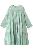 Cotton Voile Foil Flower Print ティアード ミドル レングスドレス