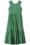 Cotton Voile Stripe ノースリーブ スラント パネル ドレス ヌキテパ/ne Quittez pas グリーン
