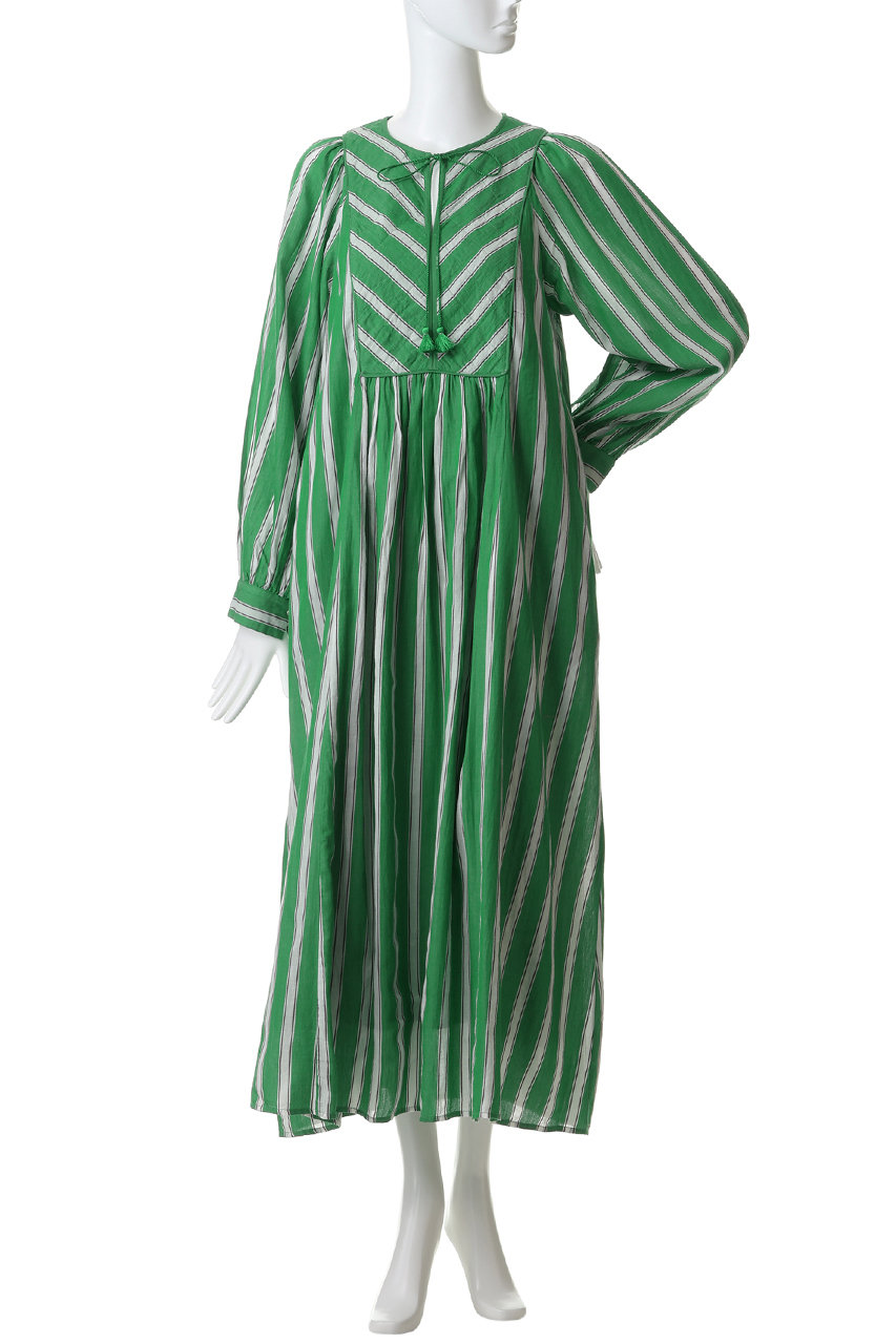 ne Quittez pas(ヌキテパ)｜Cotton Voile Stripe ギャザードレス
