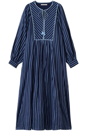 ヌキテパ/ne Quittez pasのCotton Voile  Stripe ギャザードレス