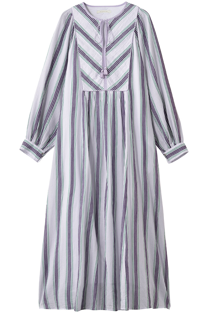 ヌキテパ/ne Quittez pasのCotton Voile  Stripe ギャザードレス(ライラック/010441GR3)