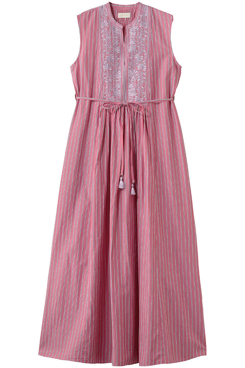 ヌキテパ/ne Quittez pasのPoplin Stripe Flower Embroidery ノースリーブドレス(ピンク/010561WR2)