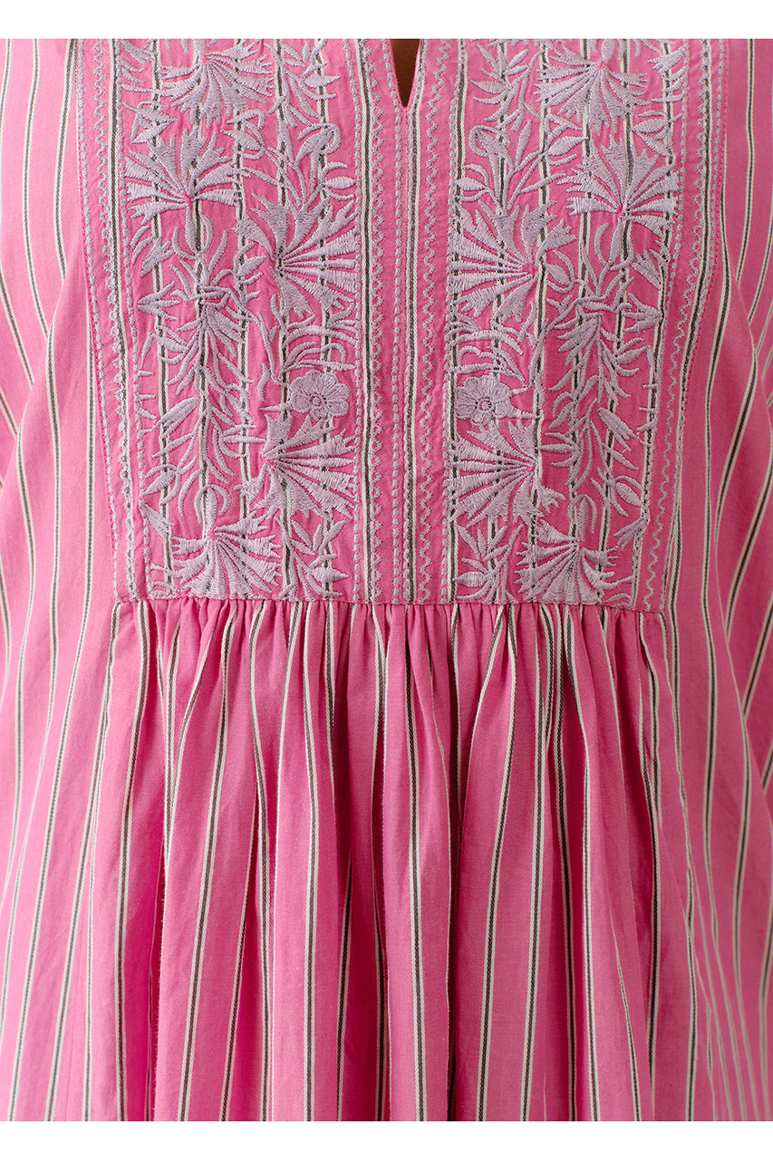 ne Quittez pas(ヌキテパ)｜Poplin Stripe Flower Embroidery