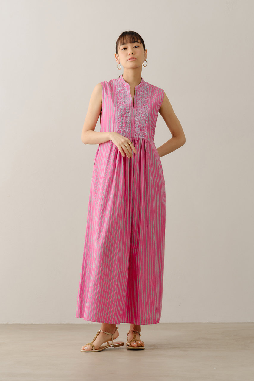 ne Quittez pas(ヌキテパ)｜Poplin Stripe Flower Embroidery