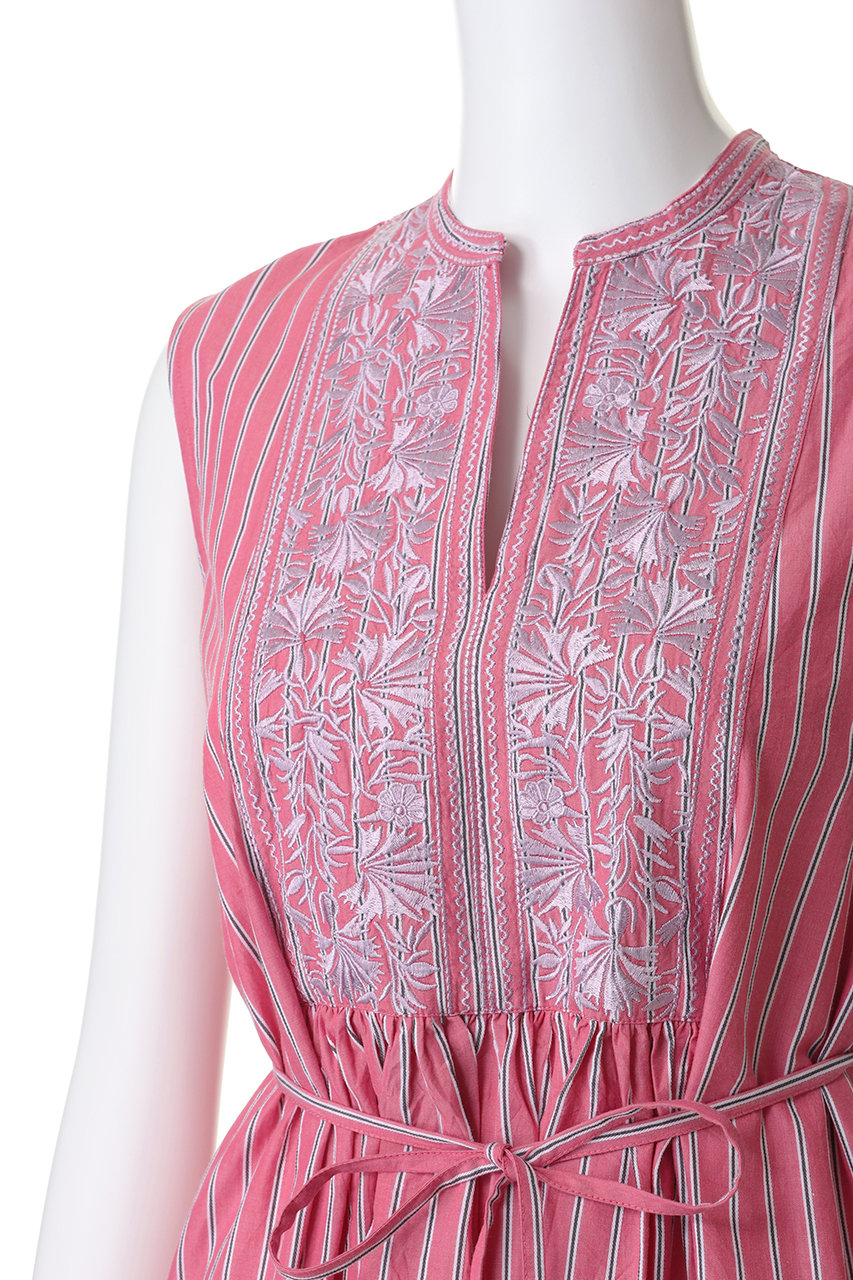 ne Quittez pas(ヌキテパ)｜Poplin Stripe Flower Embroidery