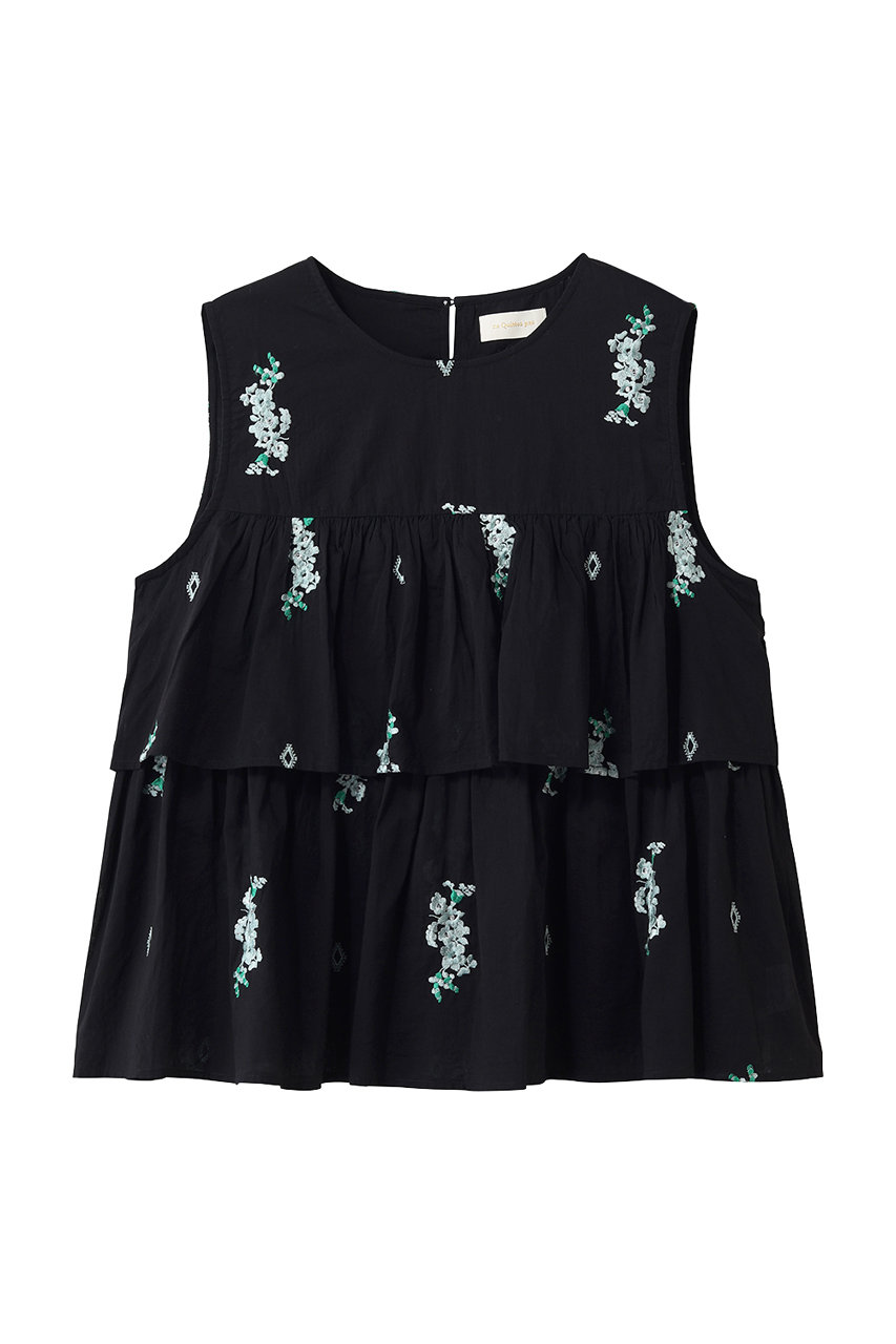 ヌキテパ/ne Quittez pasのCotton Voile Jasmine Embroidery ノースリーブ トップス(ブラック/010261WT1)