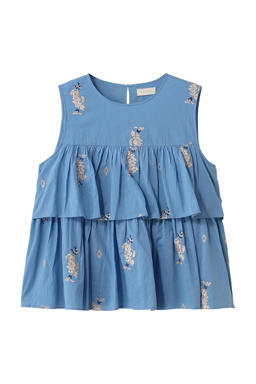 ヌキテパ/ne Quittez pasのCotton Voile Jasmine Embroidery ノースリーブ トップス(ブルー/010261WT1)
