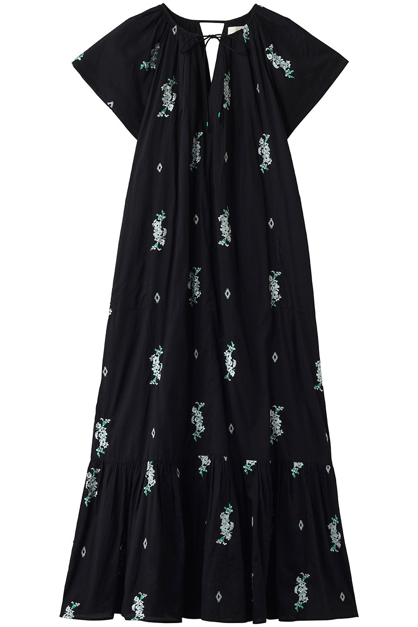 ヌキテパ/ne Quittez pasのCotton Voile Jasmine Embroidery ショートスリーブ ドレス(ブラック/010461WT2)