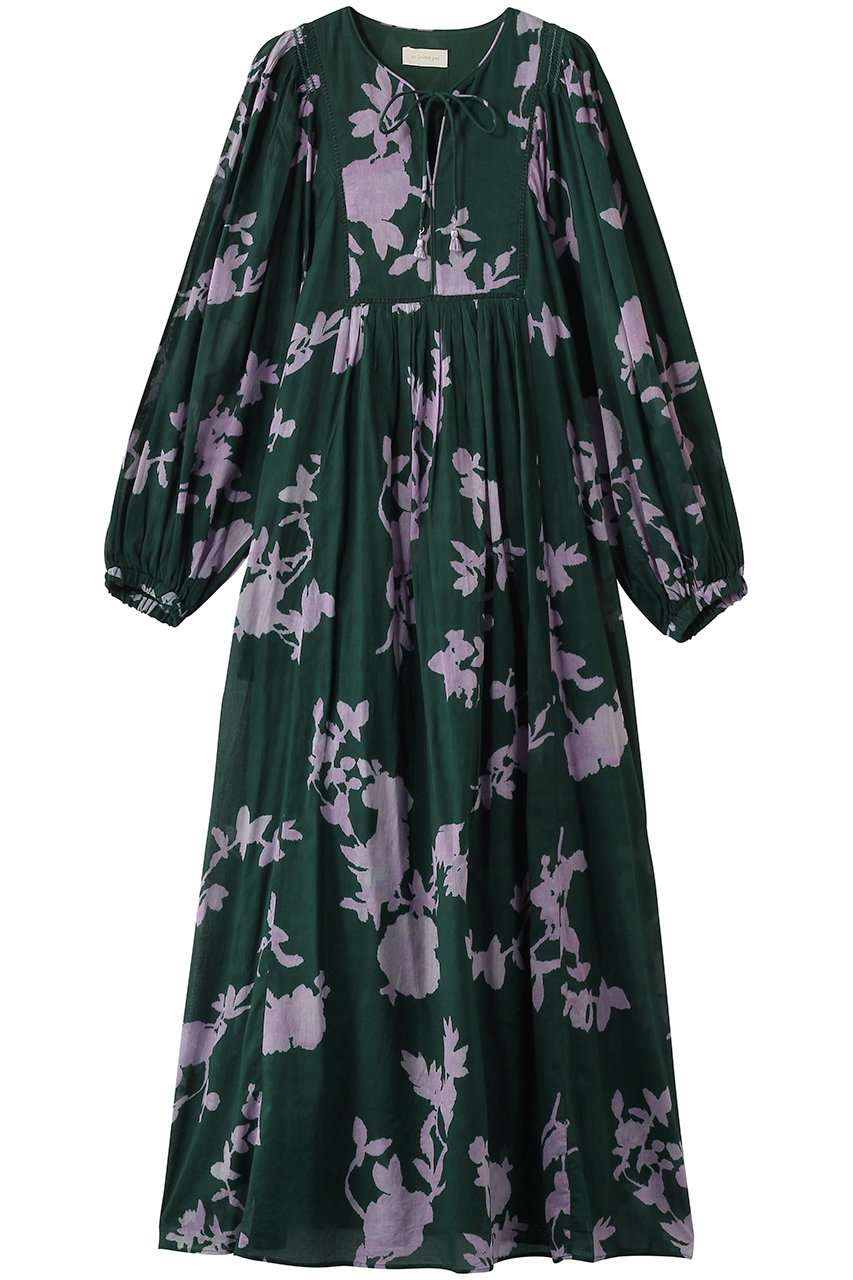 ヌキテパ/ne Quittez pasのCotton Voile Rose Print Hand Smocking ドレス(グリーン/010461WU1)