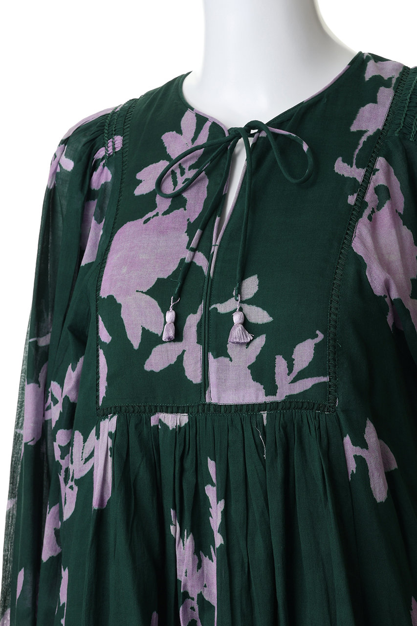 ne Quittez pas(ヌキテパ)｜Cotton Voile Rose Print Hand Smocking