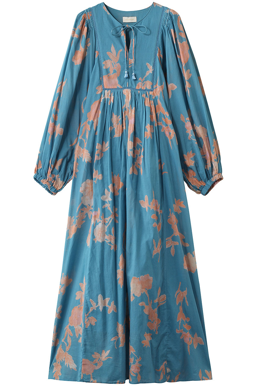 ヌキテパ/ne Quittez pasのCotton Voile Rose Print Hand Smocking ドレス(ライトブルー/010461WU1)