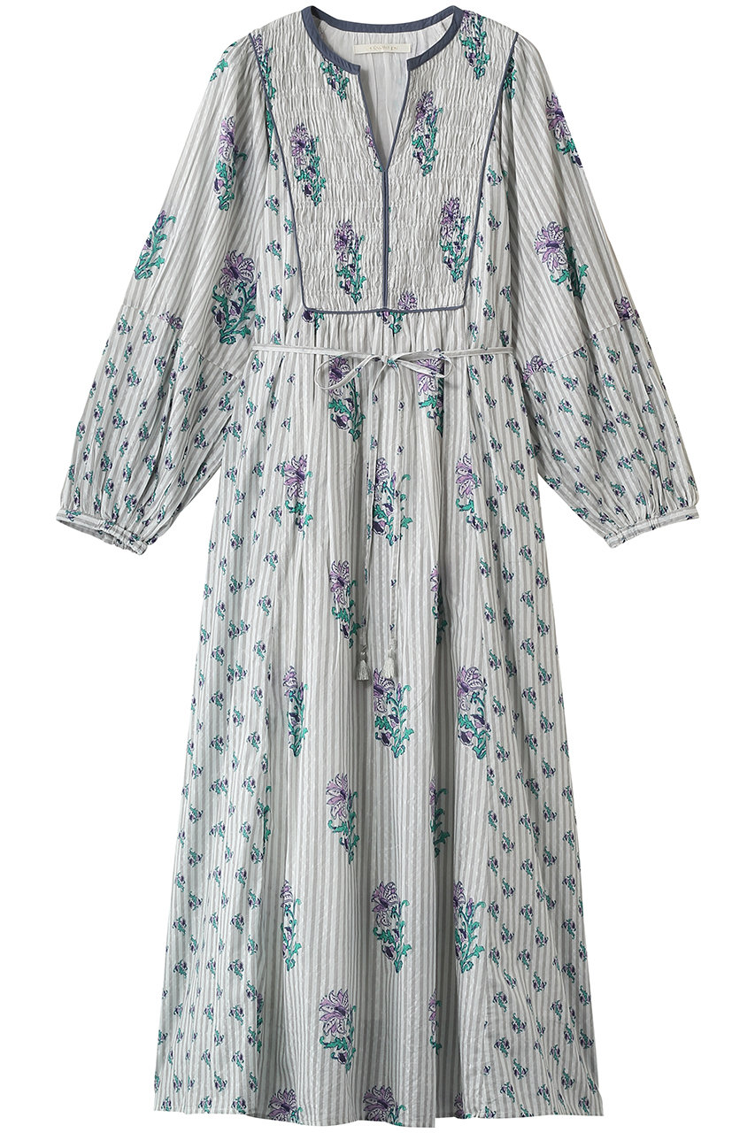 ヌキテパ/ne Quittez pasのCotton Jacquard Lily Print シャーリングワンピース(グレー/010451GA1)