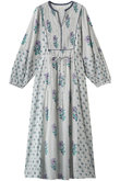 Cotton Jacquard Lily Print シャーリングワンピース ヌキテパ/ne Quittez pas