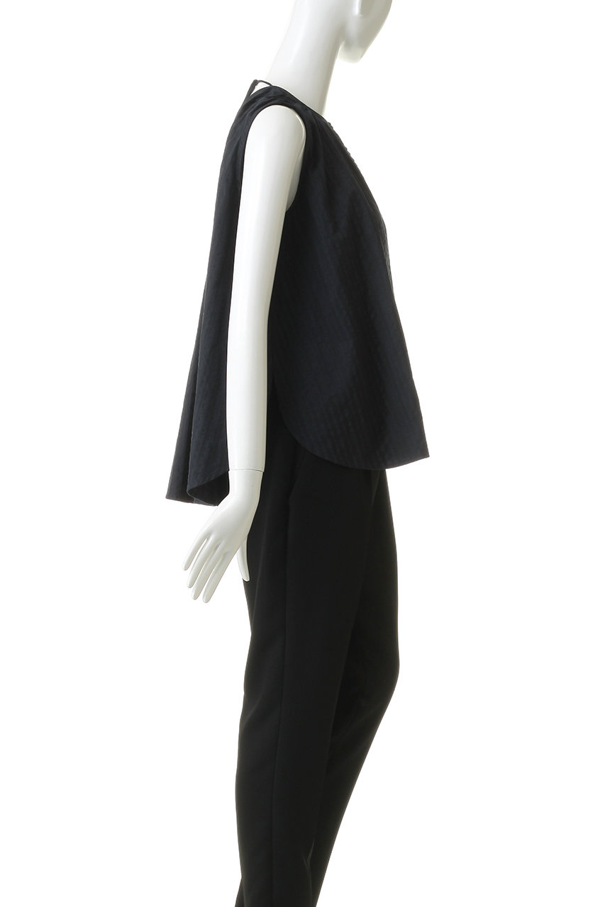 ne Quittez pas(ヌキテパ)｜Poplin Wave Tuck トップス/ネイビー の