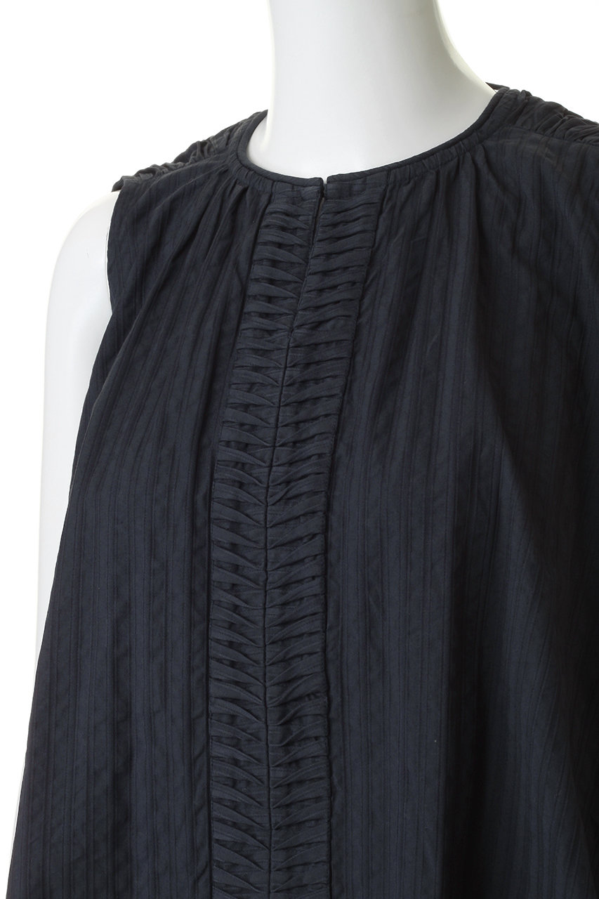 ne Quittez pas(ヌキテパ)｜Poplin Wave Tuck トップス/ネイビー の