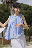 Poplin Wave Tuck トップス