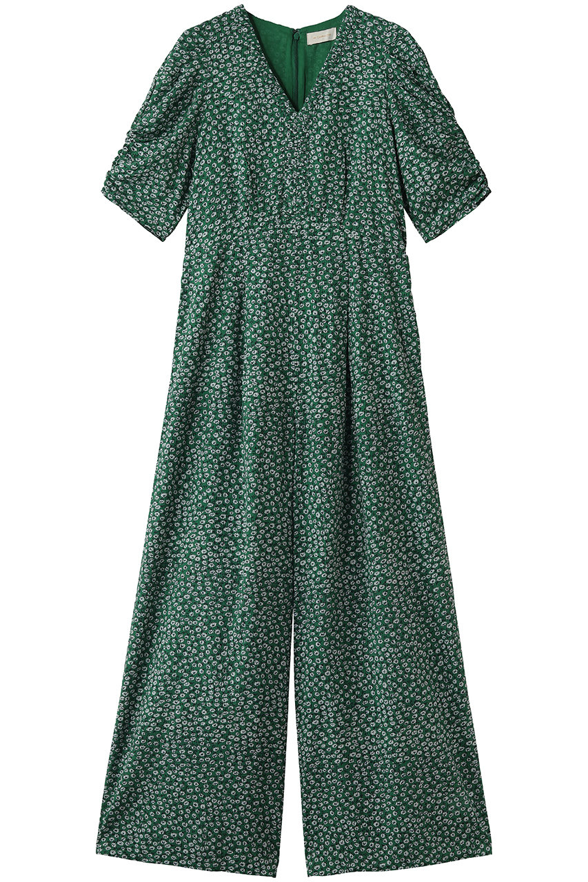 ヌキテパ/ne Quittez pasのCotton Dobby Stripe Flower Print オールインワン(グリーン/010861FS2)