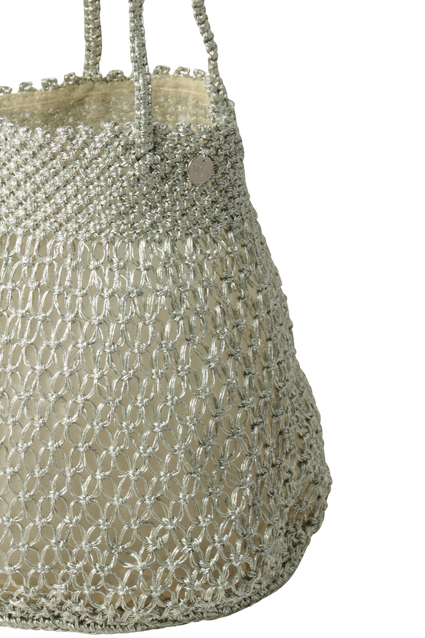 【美品】ヌキテパ　メタリックマクラメトートバッグ　シルバー Metallic Macrame Tote | Pasand by ne Quittez pas | パサンドバイ