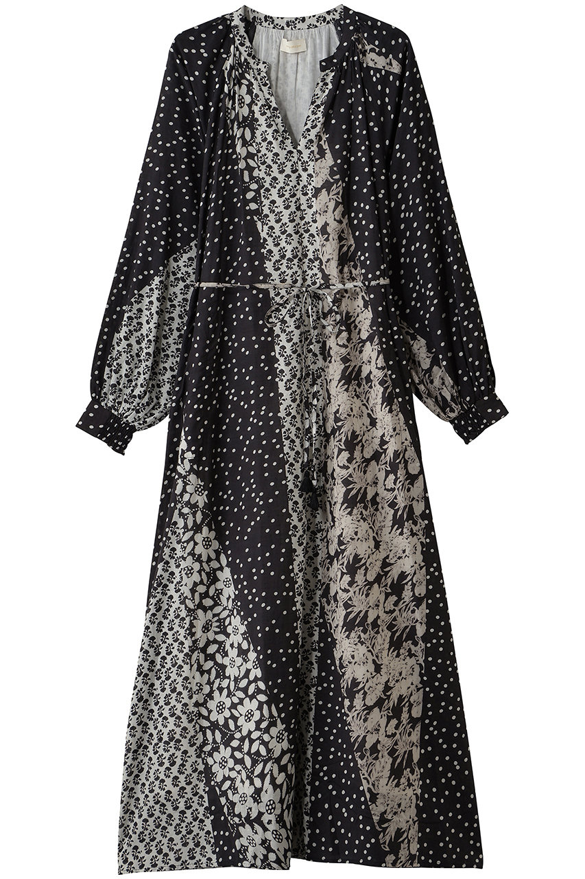 Cotton Rayon Patchwork フラワープリントドレス