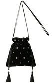Velvet Embroidery Drawstring ショルダーバッグ
