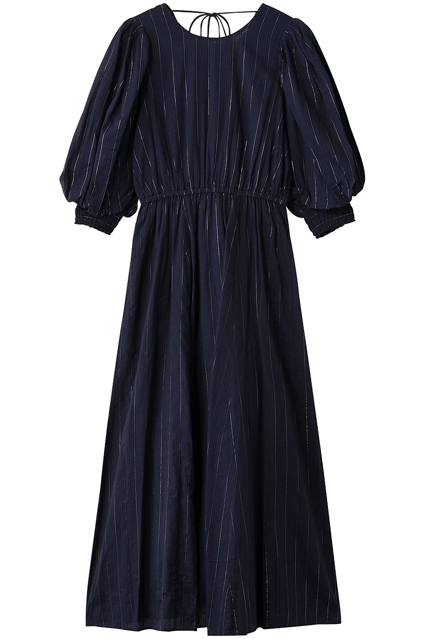 ne Quittez pas COTTON LUREX ストライプ ボリューム スリーブ ドレス (ネイビー, M) ヌキテパ ELLE SHOP ne Quittez pas COTTON LUREX ストライプ ボリューム スリーブ ドレス (ネイビー, M) ヌキテパ ELLE SHOP