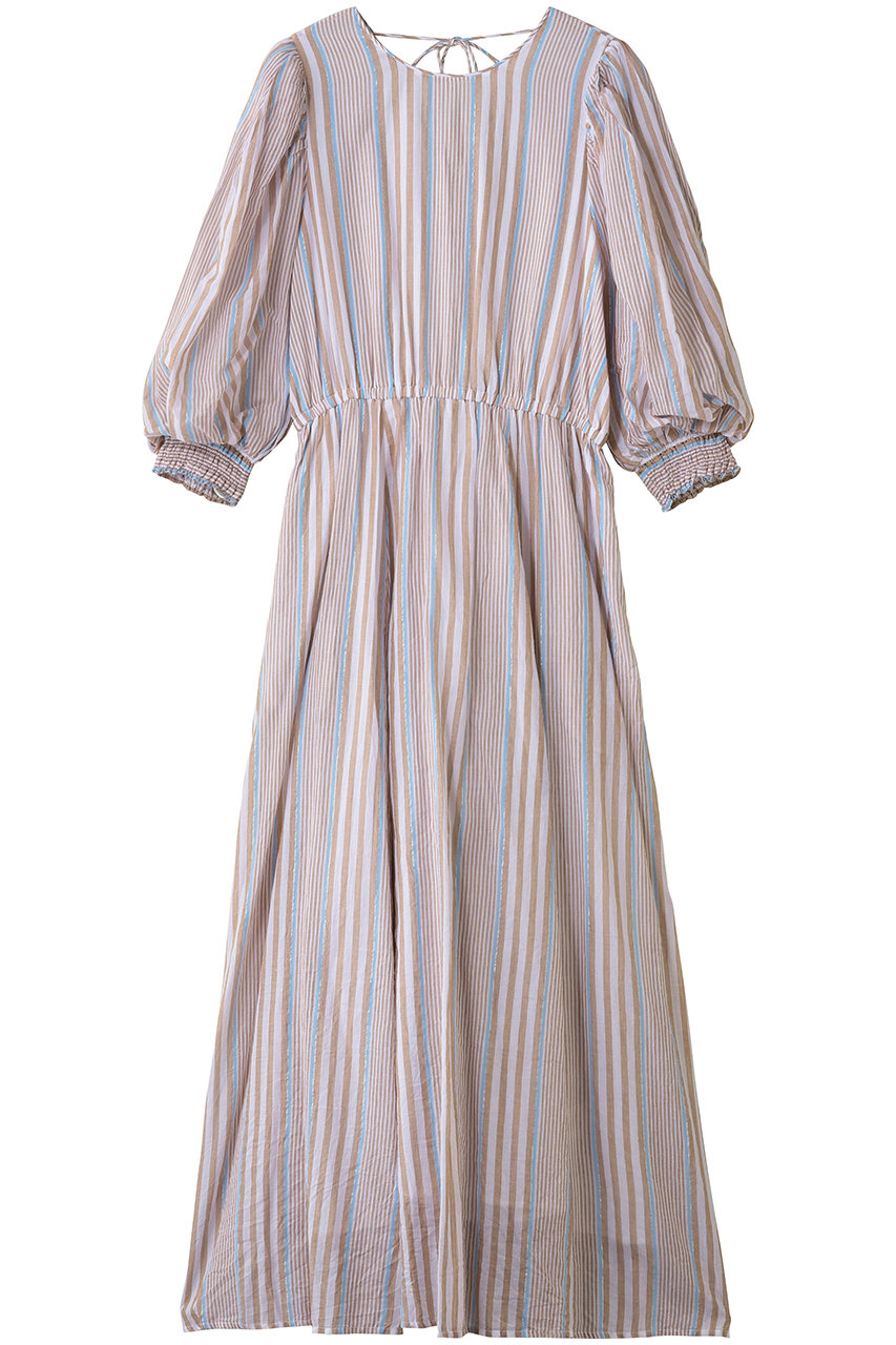 ne Quittez pas COTTON VOILE ストライプ ボリューム スリーブ ドレス (ベージュ, M) ヌキテパ ELLE SHOP ne Quittez pas COTTON VOILE ストライプ ボリューム スリーブ ドレス (ベージュ, M) ヌキテパ ELLE SHOP