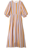 COTTON VOILE ストライプ ボリューム スリーブ ドレス ヌキテパ/ne Quittez pas